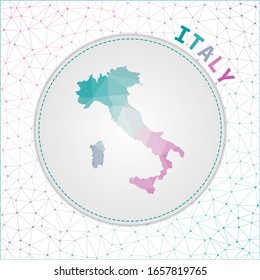 Vector polygonal Italy map. Map of the country with network mesh background. Italy illustration in technology, internet, network, telecommunication concept style. Stylish vector illustration.