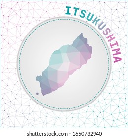 Vektorillustration polygonal Itsukushima Karte. Karte der Insel mit Netzmaschen Hintergrund. Itsukushima Illustration in Technologie, Internet, Netzwerk, Telekommunikation Konzept Stil.