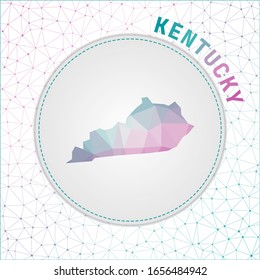 Vector polygonal Kentucky map. Map of the us state with network mesh background. Kentucky illustration in technology, internet, network, telecommunication concept style . Stylish vector illustration.
