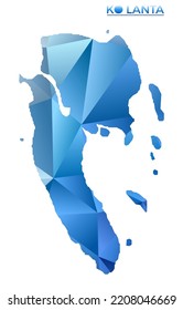 Vector polygonal Ko Lanta map. Vibrant geometric island in low poly style. Awesome illustration for your infographics. Technology, internet, network concept.