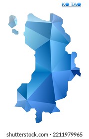 Vector polygonal Ko Tao map. Vibrant geometric island in low poly style. Neat illustration for your infographics. Technology, internet, network concept.