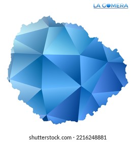Vector polygonal La Gomera map. Vibrant geometric island in low poly style. Stylish illustration for your infographics. Technology, internet, network concept.