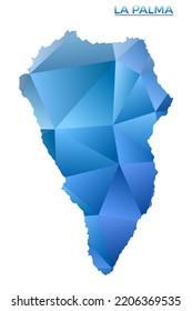 Vector polygonal La Palma map. Vibrant geometric island in low poly style. Vibrant illustration for your infographics. Technology, internet, network concept.