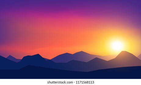 Vector polygonal landscape illustration - flat design