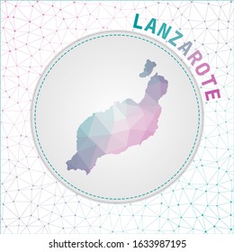 Vector polygonal Lanzarote map. Map of the island with network mesh background. Lanzarote illustration in technology, internet, network, telecommunication concept style . Trendy vector illustration.