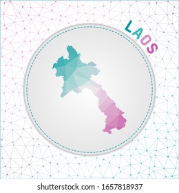 Vector polygonal Laos map. Map of the country with network mesh background. Laos illustration in technology, internet, network, telecommunication concept style . Awesome vector illustration.
