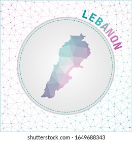 Mapa del Líbano policlónico vectorial. Mapa del país con fondo de red. Ilustración libanesa en tecnología, internet, red, estilo concepto de telecomunicaciones . Hermosa ilustración vectorial.