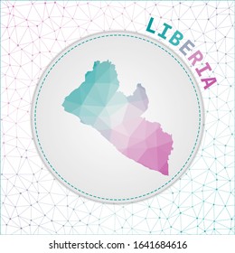 Vector polygonal Liberia map. Map of the country with network mesh background. Liberia illustration in technology, internet, network, telecommunication concept style. Captivating vector illustration.