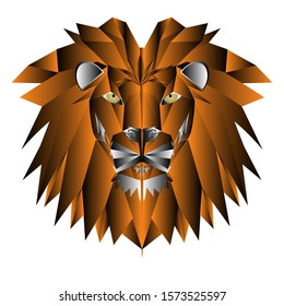 vector polygonal lion head, golden lion logo on a white background