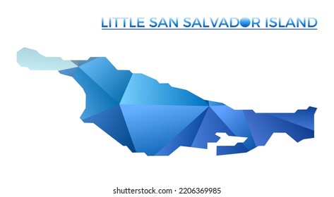 Vector polygonal Little San Salvador Island map. Vibrant geometric island in low poly style. Astonishing illustration for your infographics. Technology, internet, network concept.
