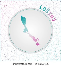 Vector polygonal Losinj map. Map of the island with network mesh background. Losinj illustration in technology, internet, network, telecommunication concept style. Awesome vector illustration.