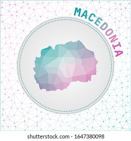 Vector polygonal Macedonia map. Map of the country with network mesh background. Macedonia illustration in technology, internet, network, telecommunication concept style. Superb vector illustration.