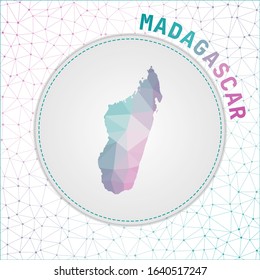 Vector polygonal Madagascar map. Map of the country with network mesh background. Madagascar illustration in technology, internet, network, telecommunication concept style.