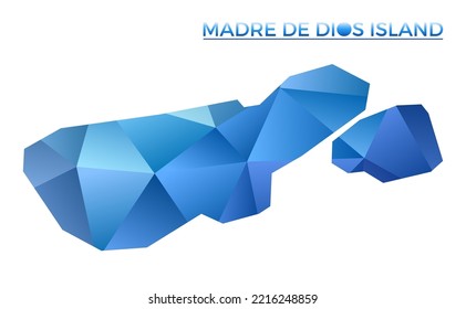 Vector polygonal Madre de Dios Island map. Vibrant geometric island in low poly style. Charming illustration for your infographics. Technology, internet, network concept.