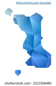 Vector polygonal Malapascua Island map. Vibrant geometric island in low poly style. Creative illustration for your infographics. Technology, internet, network concept.