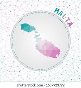 Vector polygonal Malta map. Map of the island with network mesh background. Malta illustration in technology, internet, network, telecommunication concept style. Elegant vector illustration.
