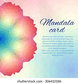 Vector polygonal mandala card, color circle 