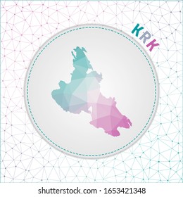 Vektorillustration Polygonal Krk Karte. Karte der Insel mit Netzmaschen Hintergrund. Krk-Illustration in Technologie, Internet, Netzwerk, Telekommunikations-Konzept Stil . Leistungsstarke Vektorillustration-Illustration.