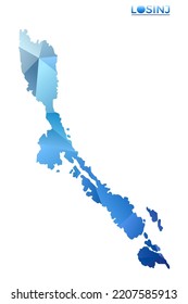 Vector polygonal map of Losinj island. Vibrant geometric island in low poly style. Awesome illustration for infographics.