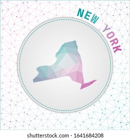 Mapa pológico vectorial de Nueva York. Mapa del estado de la red con fondo de malla de red. Ilustración de Nueva York en tecnología, internet, red, el estilo concepto de telecomunicaciones . Elegante ilustración vectorial.