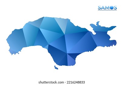 Vector polygonal map of Samos. Vibrant geometric island in low poly style. Elegant illustration for infographics.