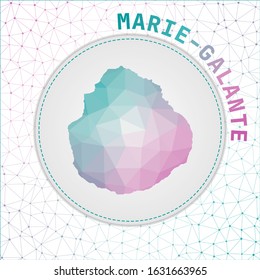 Vector polygonal Marie-Galante map. Map of the island with network mesh background. Marie-Galante illustration in technology, internet, network, telecommunication concept style.
