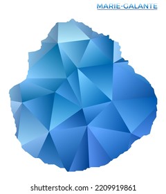 Vector polygonal Marie-Galante map. Vibrant geometric island in low poly style. Modern illustration for your infographics. Technology, internet, network concept.