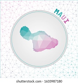 Vector polygonal Maui map. Map of the island with network mesh background. Maui illustration in technology, internet, network, telecommunication concept style. Neat vector illustration.