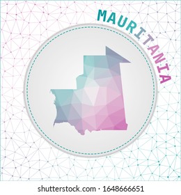 Mapa pológico vectorial de Mauritania. Mapa del país con fondo de red. Ilustración de Mauritania en tecnología, internet, red, estilo concepto de telecomunicaciones.