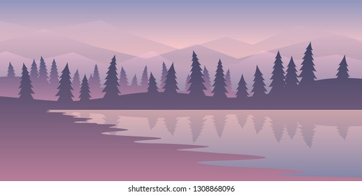 Vector polygonal minimalist landscape
