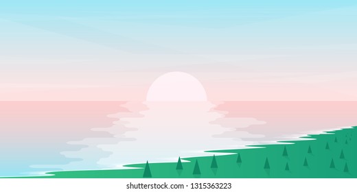 Vector polygonal minimalist landscape