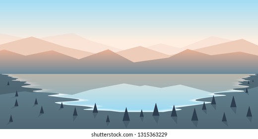 Vector polygonal minimalist landscape