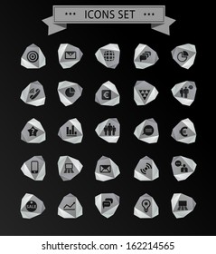 Vector polygonal modern icons. Set of elements