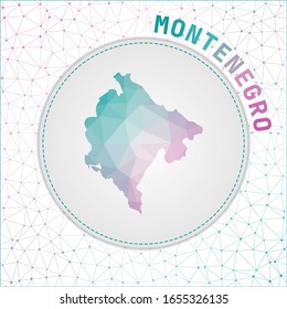 Vector polygonal Montenegro map. Map of the country with network mesh background. Montenegro illustration in technology, internet, network, telecommunication concept style.