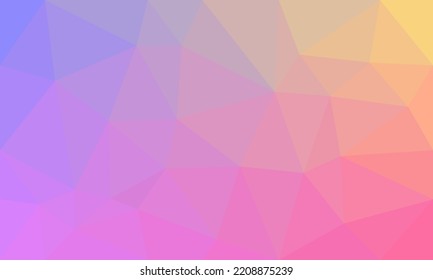 Vector Polygonal Mosaic Triangular Abstract Background, Low Poly Style Wallpaper, Business Design Banner In Pastel Pink Purple And Blue Colors