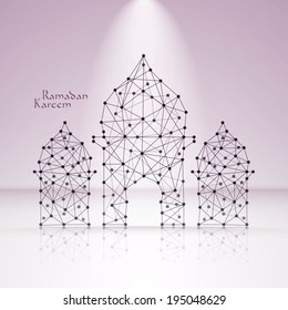 Vector Polygonal Mosque. Translation: Ramadan Kareem - May Generosity Bless You During The Holy Month.