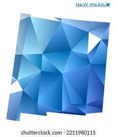 Vector polygonal New Mexico map. Vibrant geometric US state in low poly style. Cool illustration for your infographics. Technology, internet, network concept.