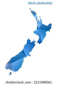 Vector polygonal New Zealand map. Vibrant geometric country in low poly style. Modern illustration for your infographics. Technology, internet, network concept.