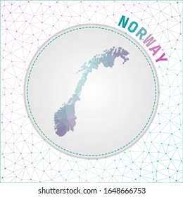 Vector polygonal Norway map. Map of the country with network mesh background. Norway illustration in technology, internet, network, telecommunication concept style . Creative vector illustration.