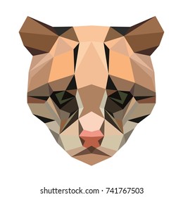 Vector polygonal ocelot isolated on white. Low poly cat illustration. Color vector simple animal predator image.