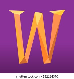 Vector polygonal orange letter icon on a purple background