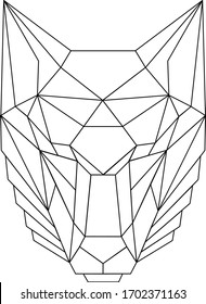 Lobo geométrico aislado en blanco y negro vectorial