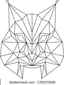 Vector polygonal origami black and white isolated geometric lynx