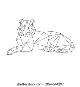 Tigre geométrico blanco y negro del origami polígono vectorial aislado en fondo blanco