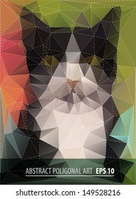 Vector polygonal origami cat. Abstract animals