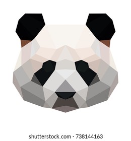 Vector polygonal panda isolated on white. Low poly bear illustration. Color vector simple animal image.