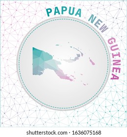Vector polygonal Papua New Guinea map. Map of the country with network mesh background. Papua New Guinea illustration in technology, internet, network, telecommunication concept style.