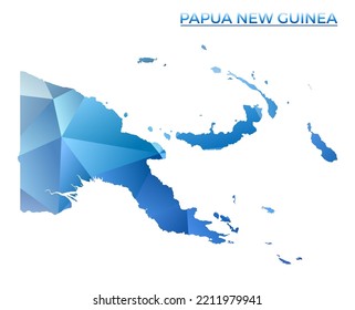 Vector polygonal Papua New Guinea map. Vibrant geometric country in low poly style. Trendy illustration for your infographics. Technology, internet, network concept.