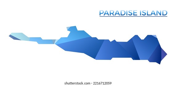 Mapa de la isla del paraíso poligonal vectorial. Isla geométrica vibrante con un estilo de polos bajo. Ilustración creativa para sus infografías. Tecnología, Internet, concepto de red.