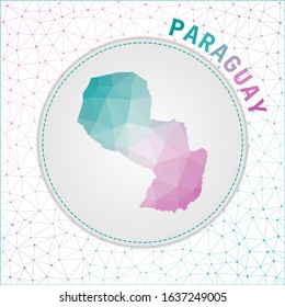 Vector polygonal Paraguay map. Map of the country with network mesh background. Paraguay illustration in technology, internet, network, telecommunication concept style.